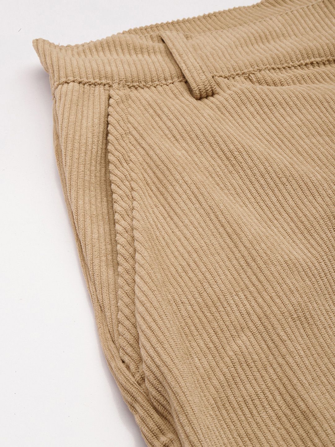 Men's Khaki Straight Fit Textured Trousers