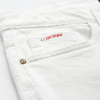 Men's White Bootcut Solid Stretchable Jeans