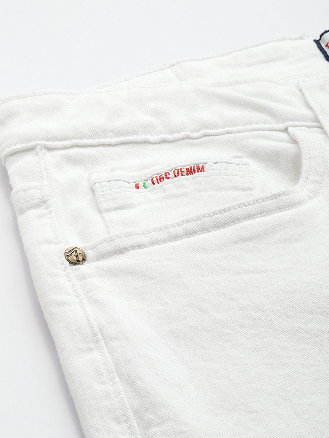 Men's White Bootcut Solid Stretchable Jeans