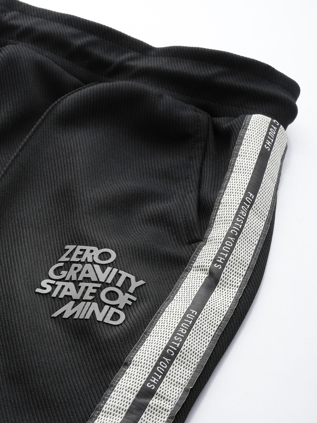 Men's Black Relaxed Fit Printed Wide Leg Joggers