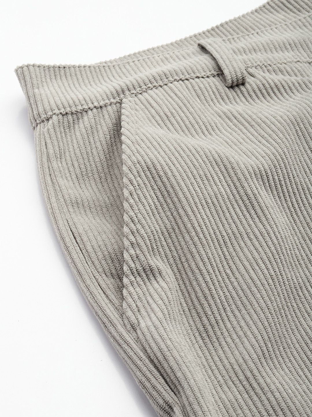 Men's Grey Straight Fit Textured Trousers