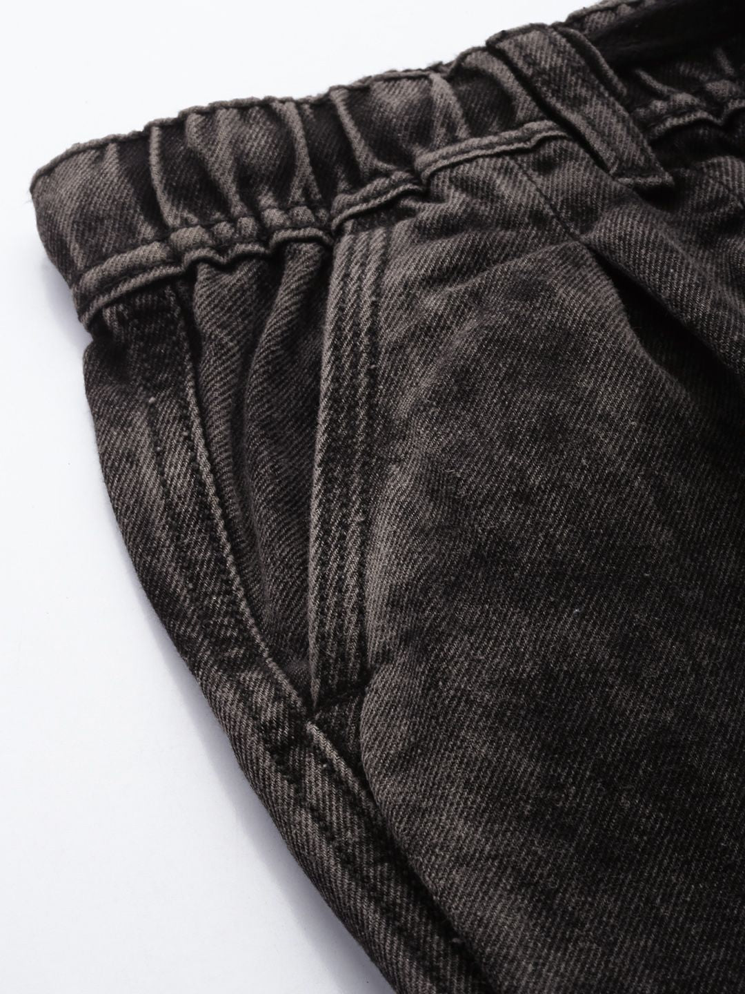 Men's Black Relaxed Fit Solid Denim Joggers