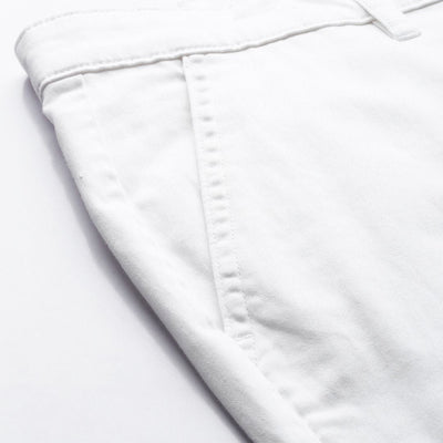 Men's White Regular Fit Solid Chinos
