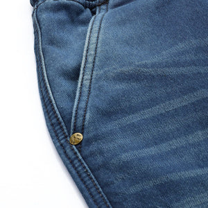 Men's Blue Relaxed Fit Solid Stretchable Denim Cargo Joggers