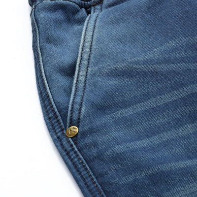 Men's Blue Relaxed Fit Solid Stretchable Denim Cargo Joggers