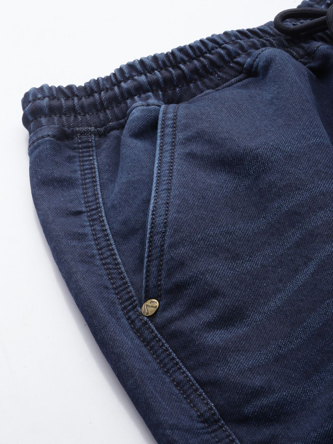 Men's Blue Relaxed Fit Solid Denim Joggers