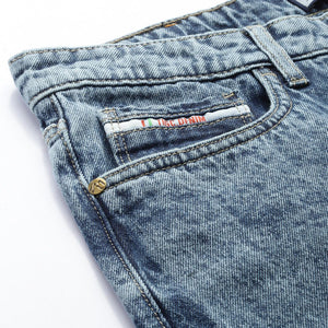 Men's Blue Dad Fit Solid Jeans