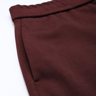 Men's Maroon Relaxed Fit Solid Chinos