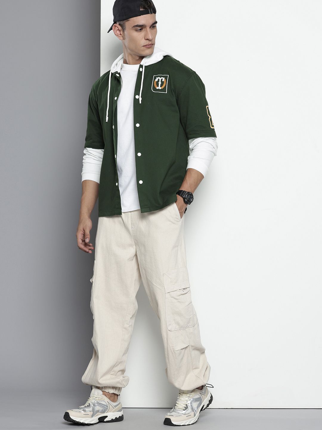 Men's Green Regular Fit Graphic Street Wear Shirt