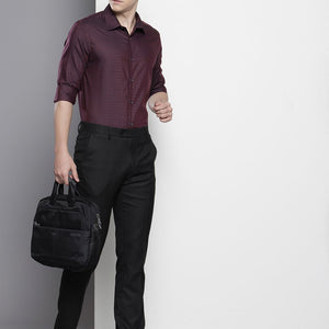 Men's Burgundy Slim Fit Checked Formal Shirt