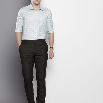 Men's Green Slim Fit Checked Formal Shirt