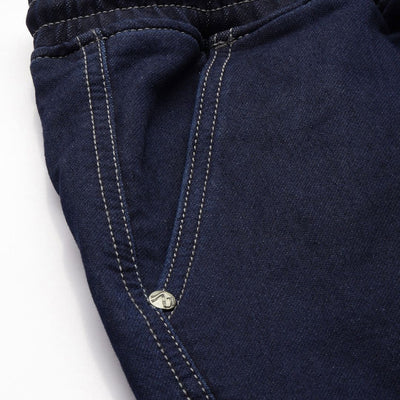 Men's Blue Relaxed Fit Solid Stretchable Denim Cargo Joggers