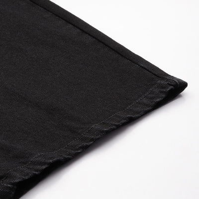 Men's Black Relaxed Fit Solid Cargo Jeans