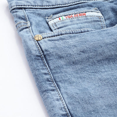 Men's Blue Bootcut Solid Stretchable Jeans