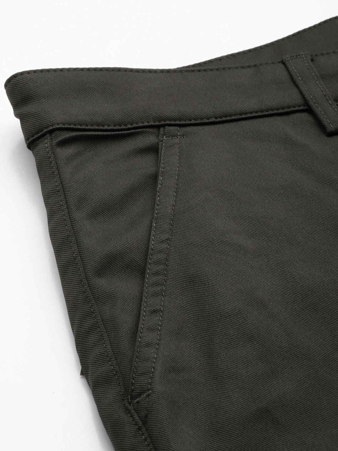 Men's Grey Regular Fit Solid Trousers