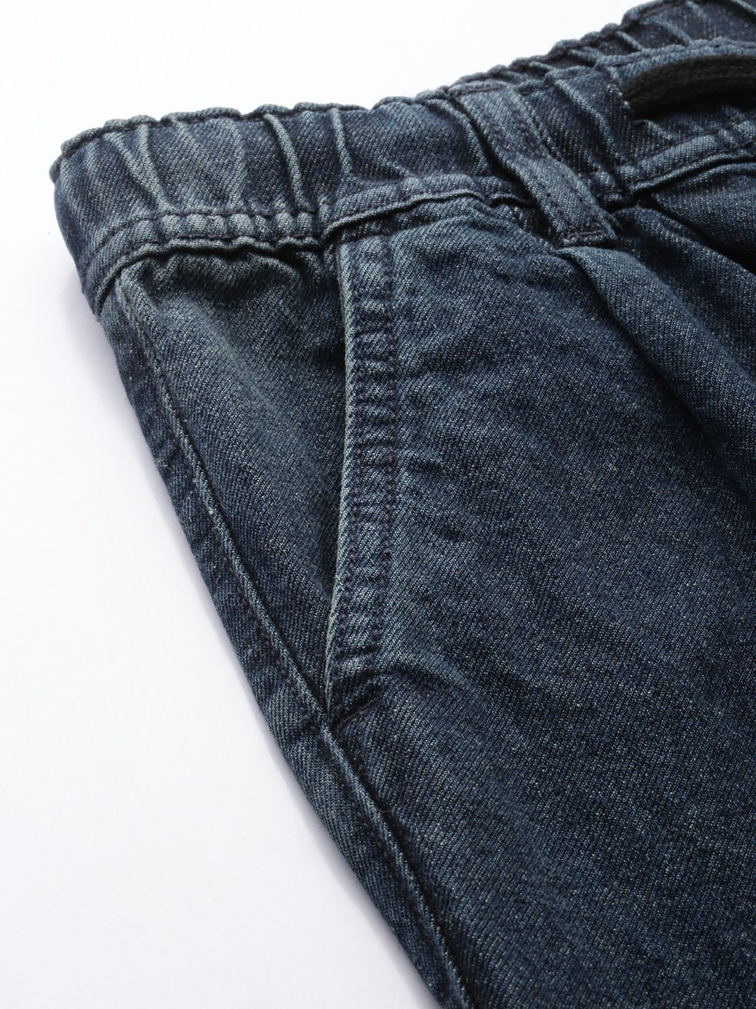 Men's Blue Relaxed Fit Solid Denim Joggers