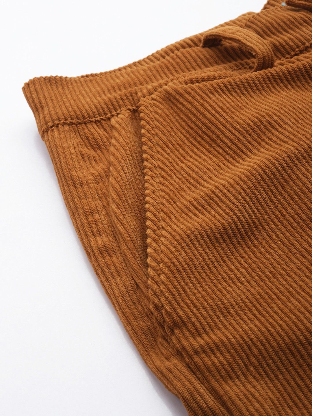 Men's Brown Straight Fit Textured Trousers