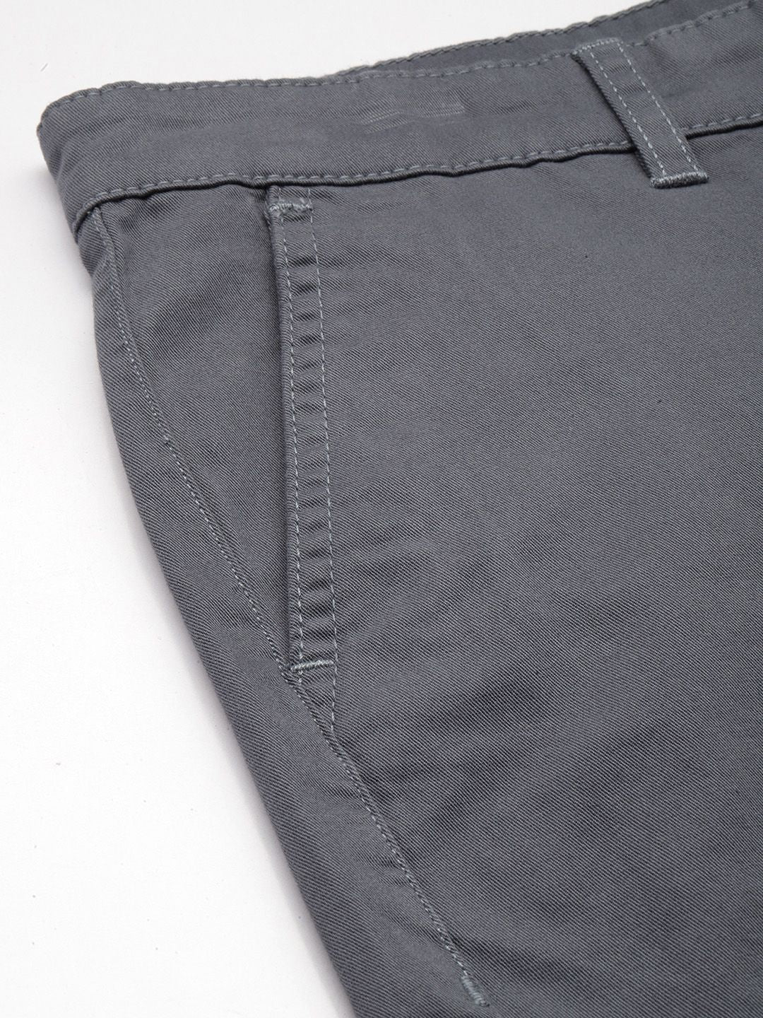 Men's Silver Regular Fit Solid Chino Shorts