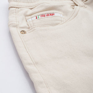 Men's White Regular Fit Solid Denim Joggers