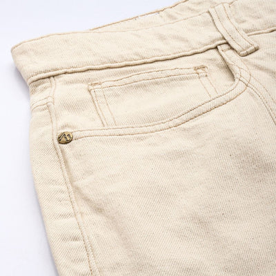 Men's Off White Wide Leg Solid Jeans