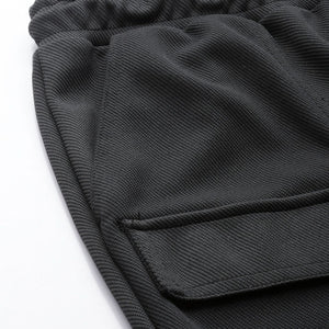 Men's Black Relaxed Fit Textured Wide Leg Cargo Joggers