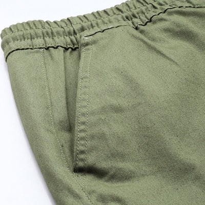 Men's Green Regular Fit Solid Utility Cargo Jogger