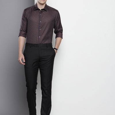 Men's Purple Slim Fit Checked Formal Shirt