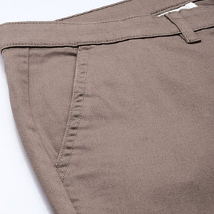 Men's Grey Regular Fit Solid Chinos