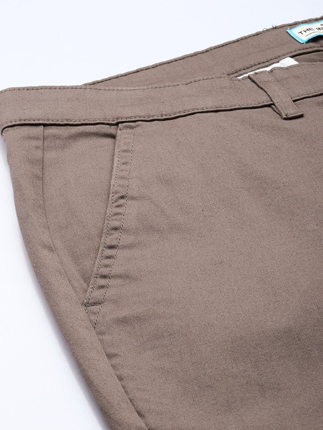 Men's Grey Regular Fit Solid Chinos