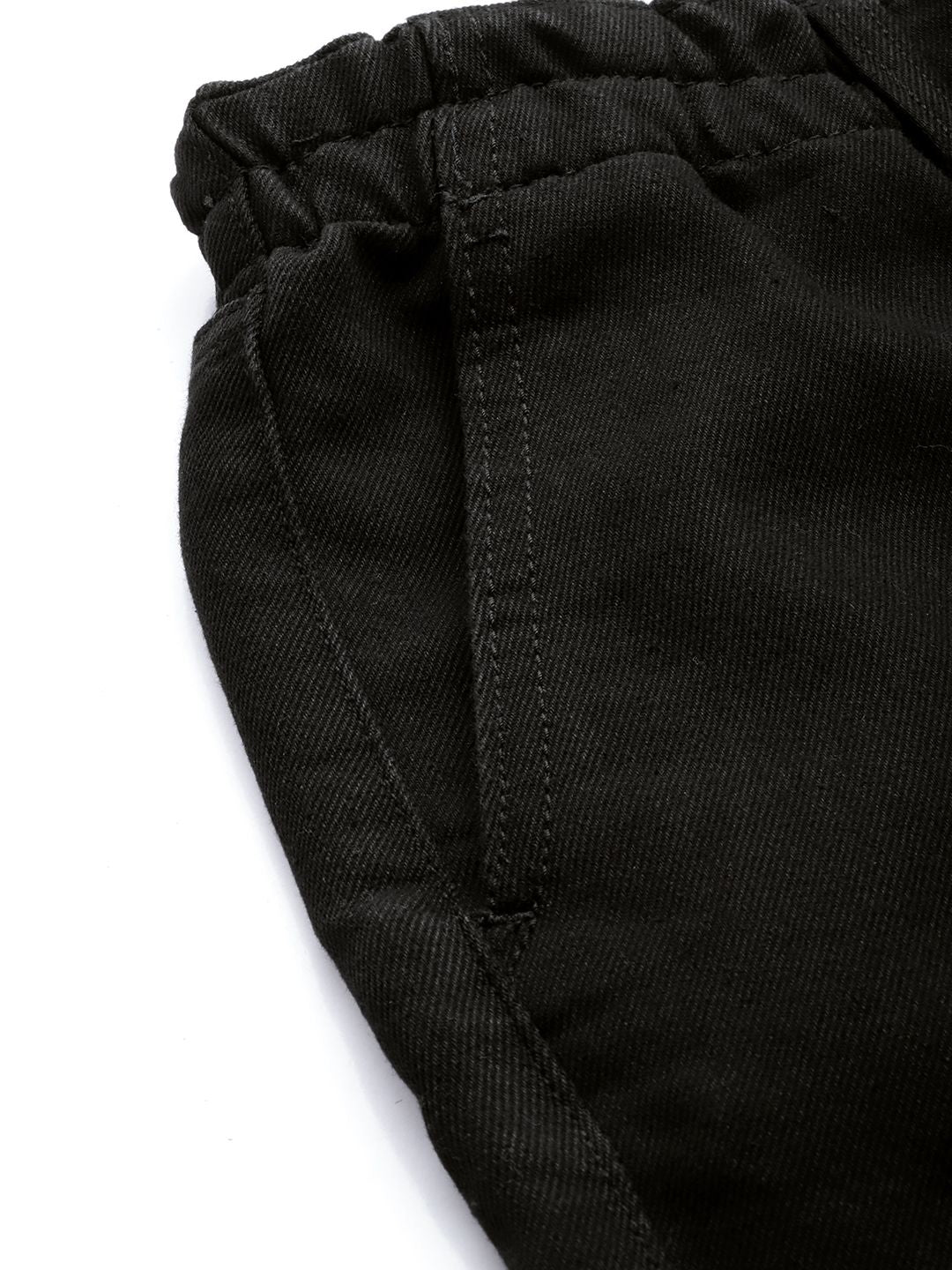 Men's Black Wide Leg Solid Convertible Cargo Jeans