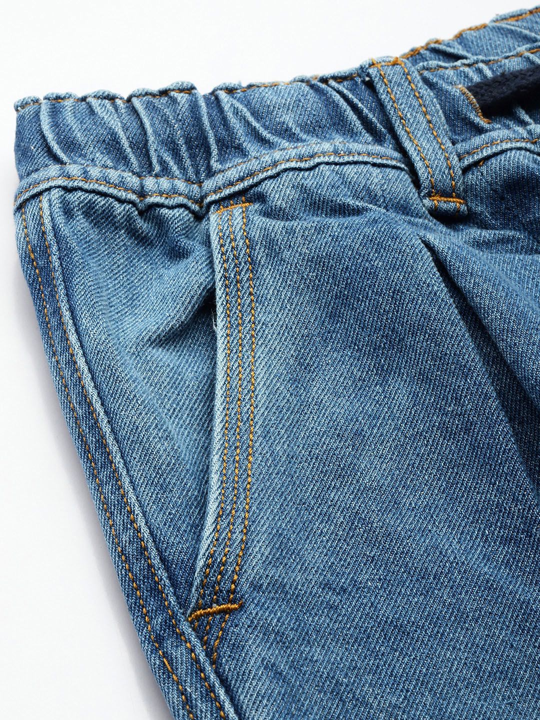 Men's Blue Relaxed Fit Solid Denim Joggers