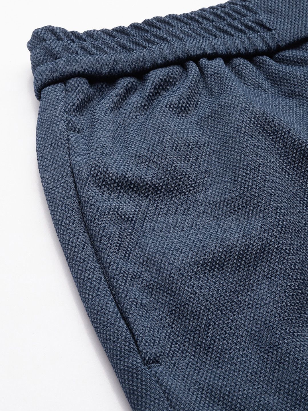 Men's Blue Regular Fit Solid Chinos