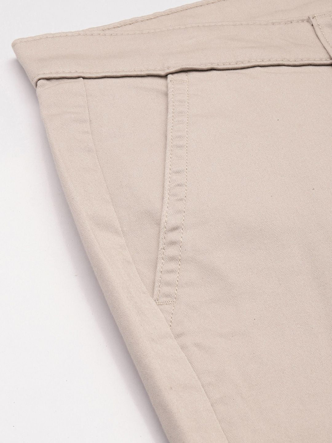 Men's Beige Regular Fit Solid Chinos