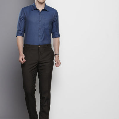 Men's Blue Slim Fit Solid Formal Shirt