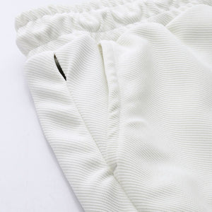 Men's White Relaxed Fit Textured Baggy Joggers