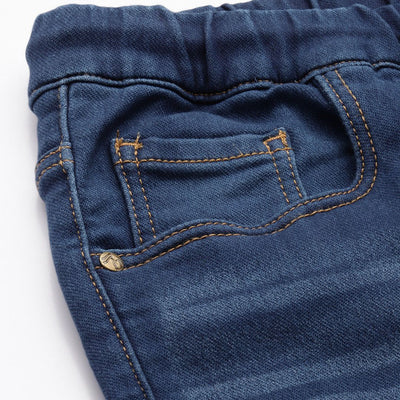 Men's Blue Regular Fit Solid Stretchable Denim Cargo Joggers
