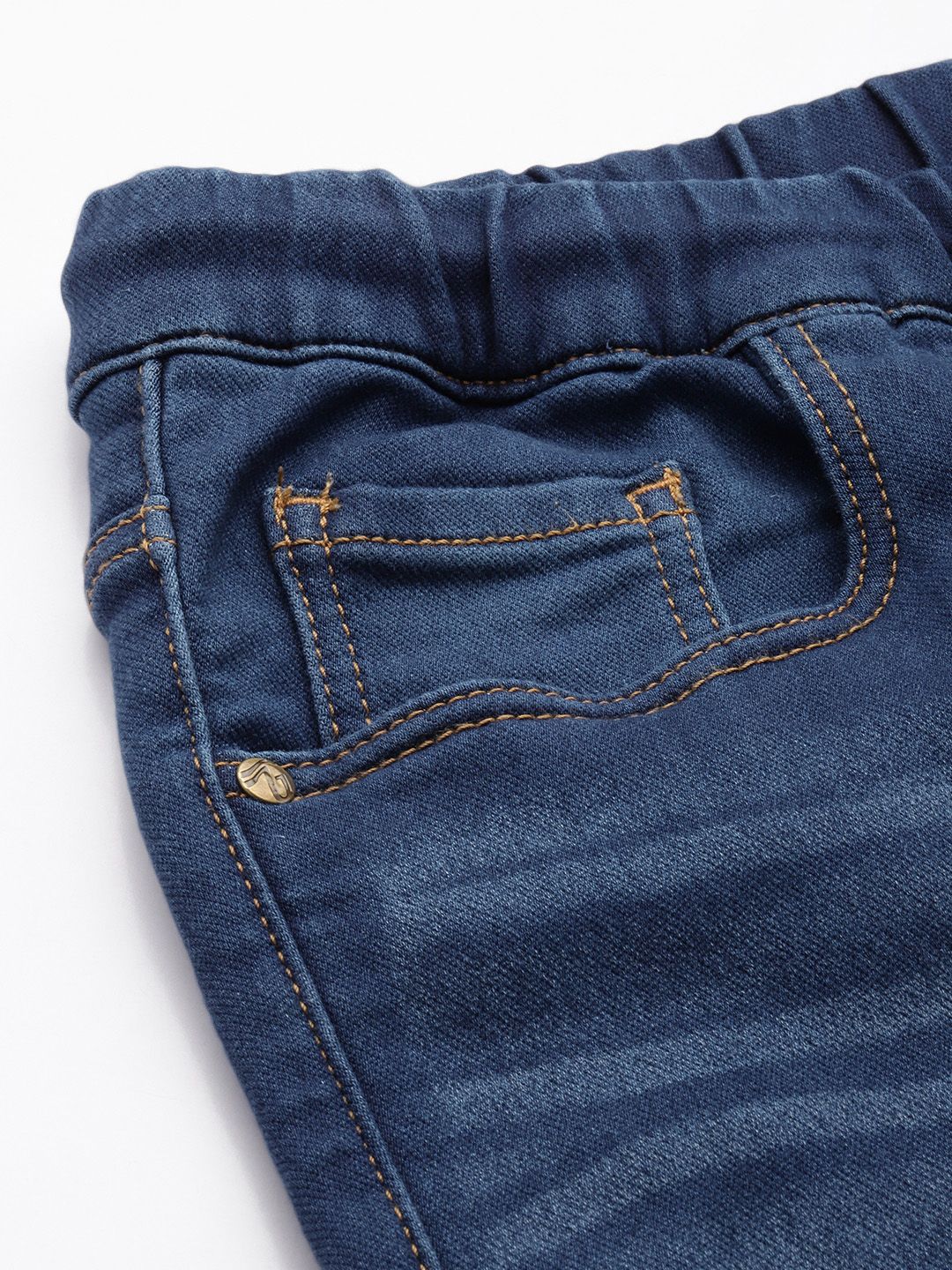 Men's Blue Regular Fit Solid Stretchable Denim Cargo Joggers
