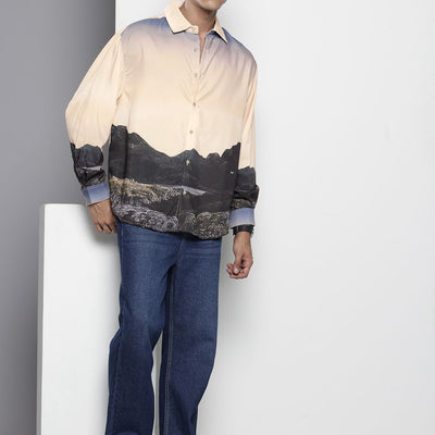 Men's Multicolor Oversized Metaverse Street Wear Shirt