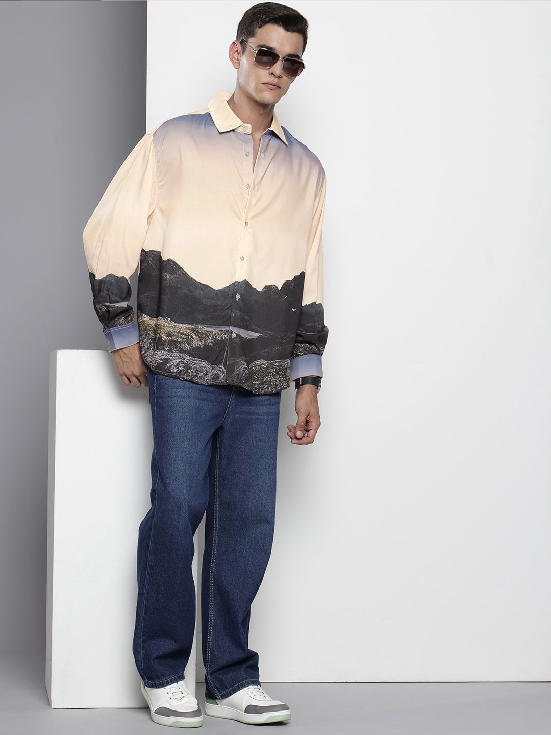 Men's Multicolor Oversized Metaverse Street Wear Shirt