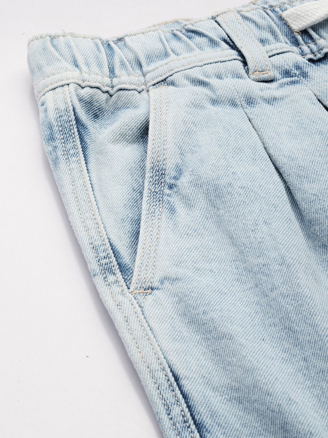 Men's Blue Relaxed Fit Solid Denim Joggers