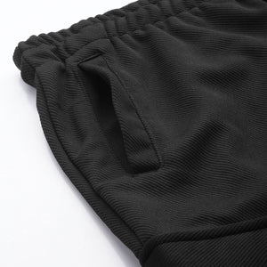 Men's Black Relaxed Fit Textured Cargo Joggers
