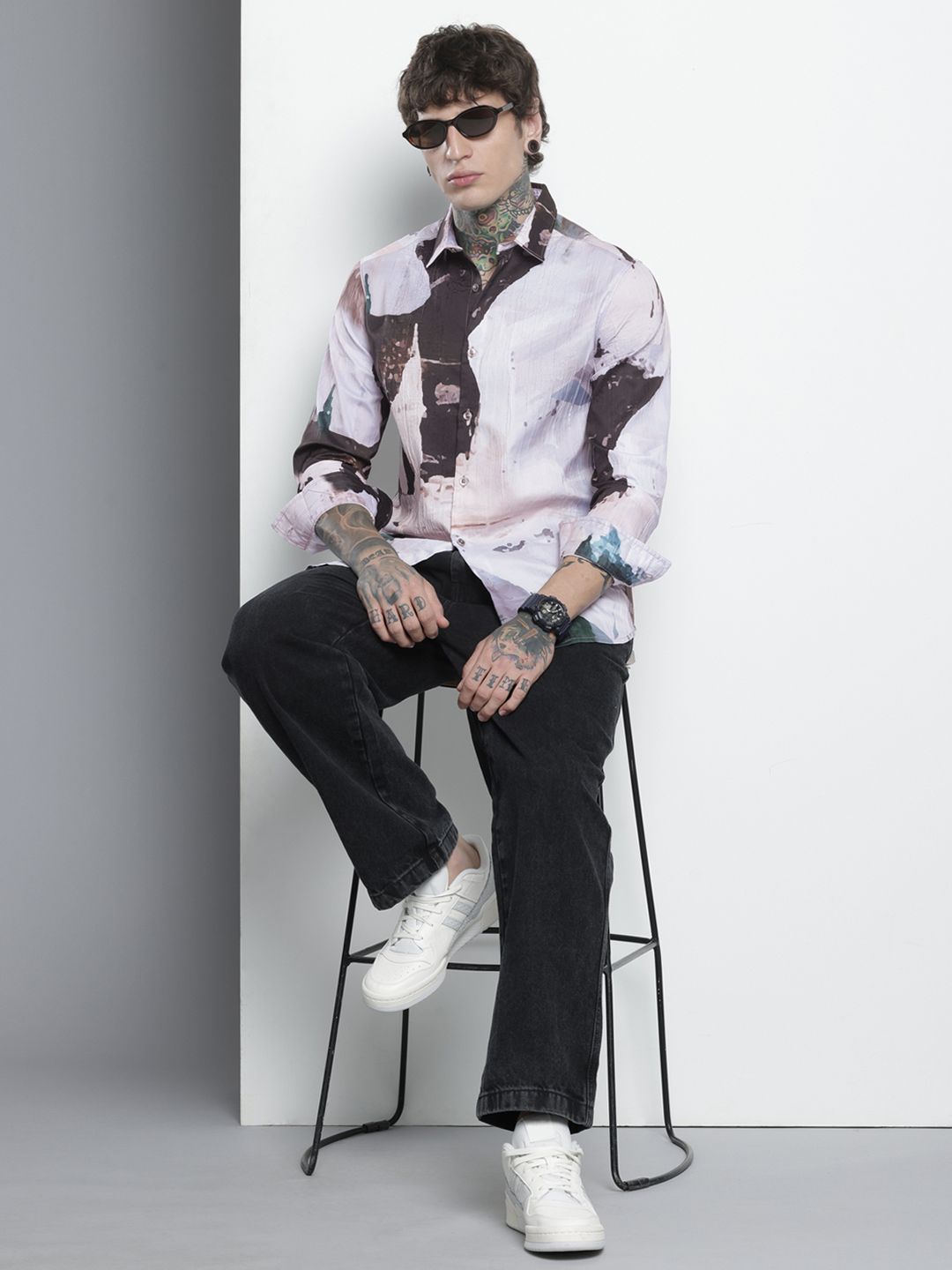 Men's Multicolor Slim Fit Abstract Print Party Wear Shirt