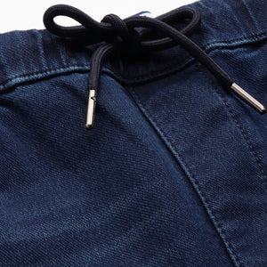 Men's Blue Regular Fit Solid Stretchable Denim Cargo Joggers