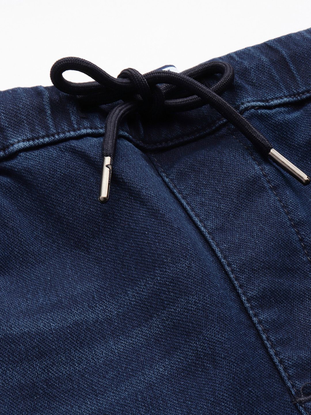 Men's Blue Regular Fit Solid Stretchable Denim Cargo Joggers