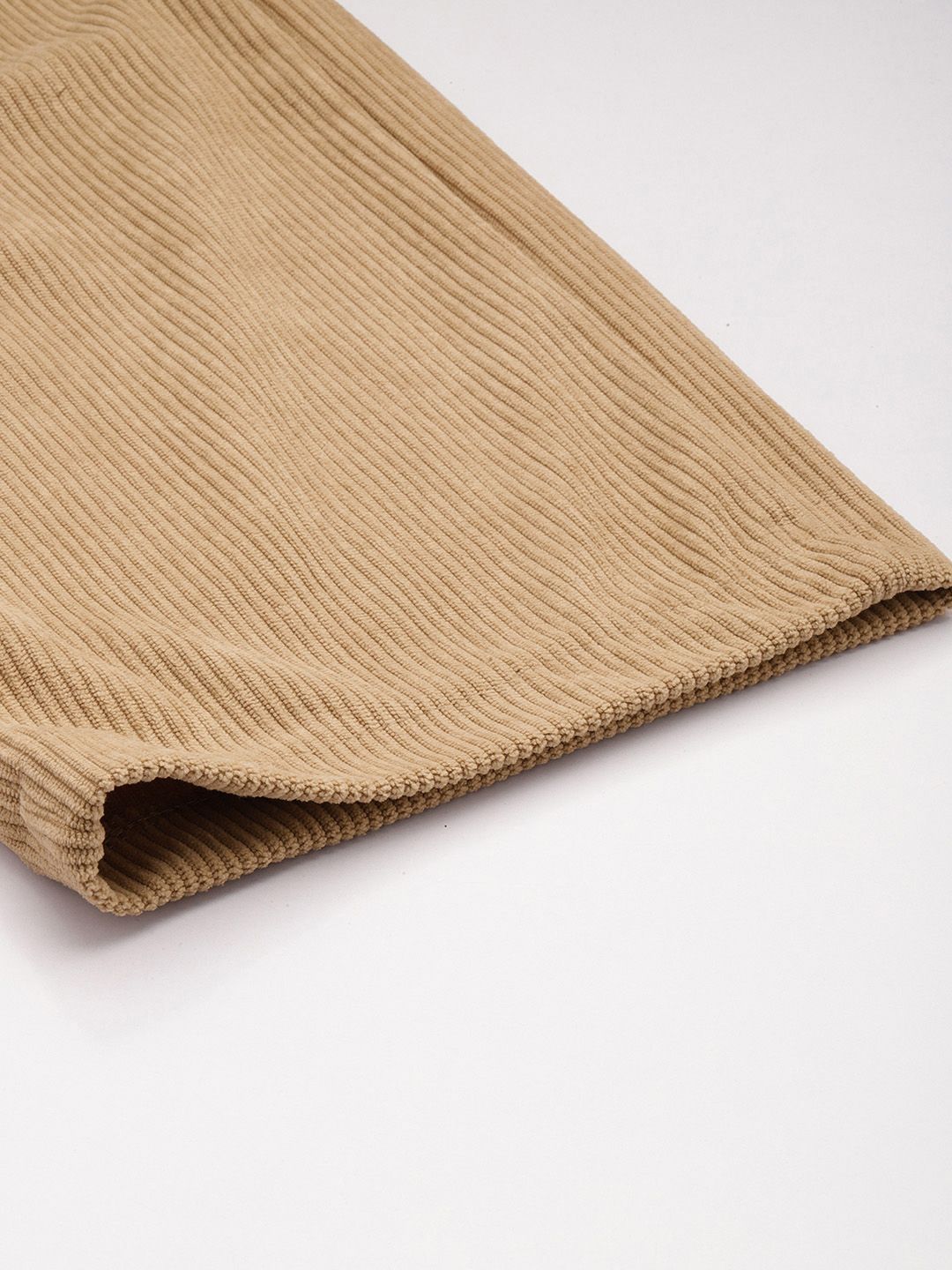 Men's Khaki Straight Fit Textured Trousers