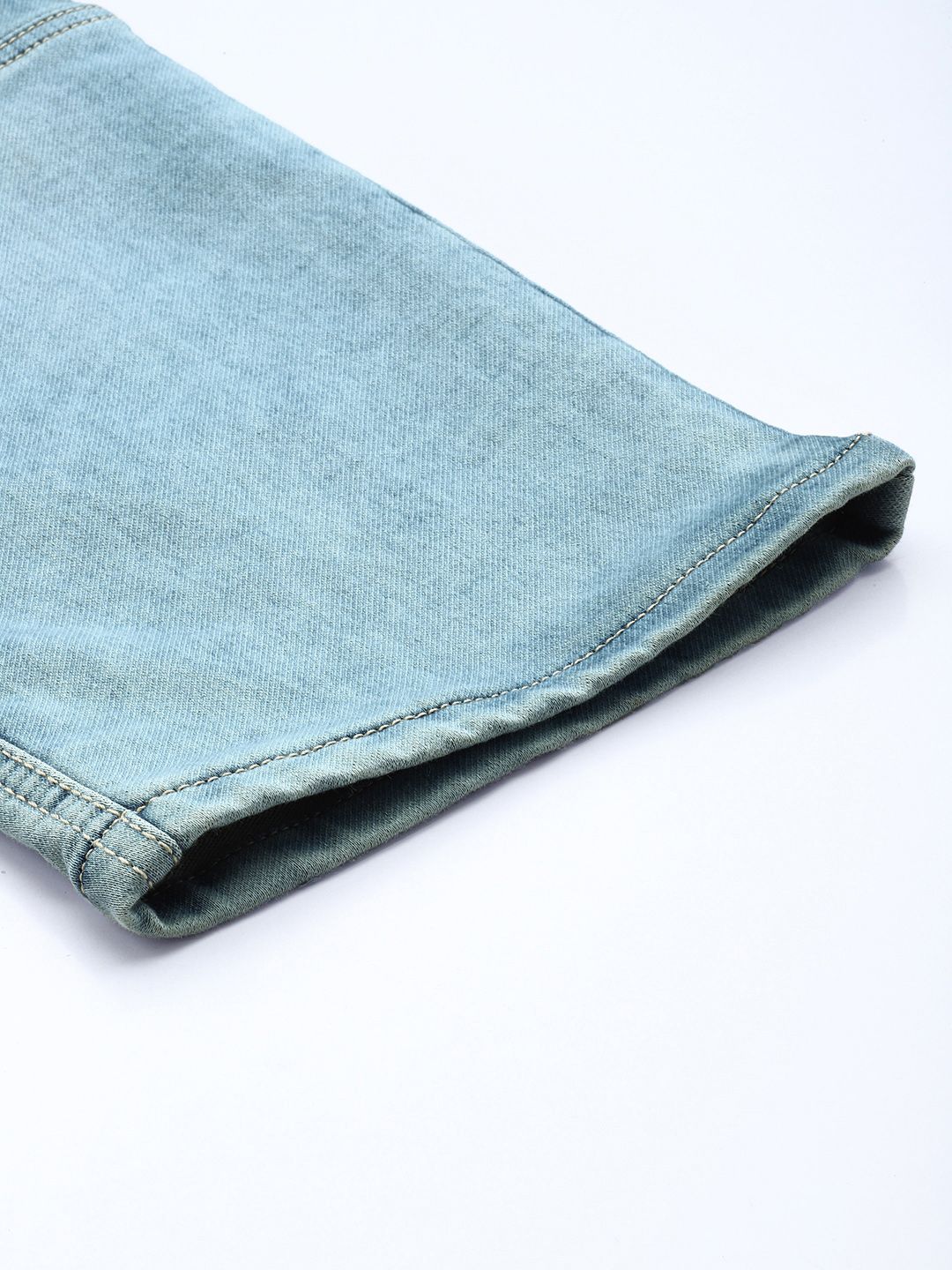 Men's Blue Relaxed Fit Solid Stretchable Denim Cargo Joggers