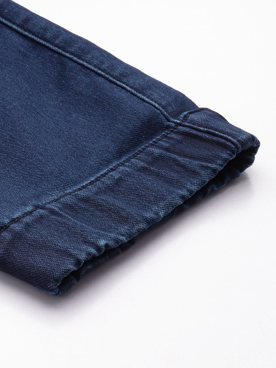Men's Blue Regular Fit Solid Stretchable Denim Cargo Joggers