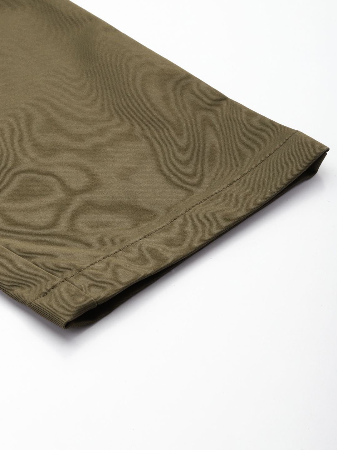 Men's Olive Regular Fit Solid Trousers