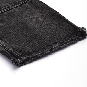 Men's Black Vintage Straight Fit Distressed Jeans