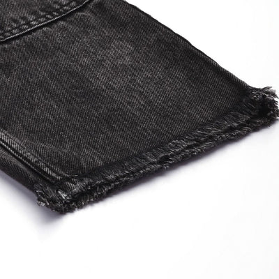 Men's Black Vintage Straight Fit Distressed Jeans